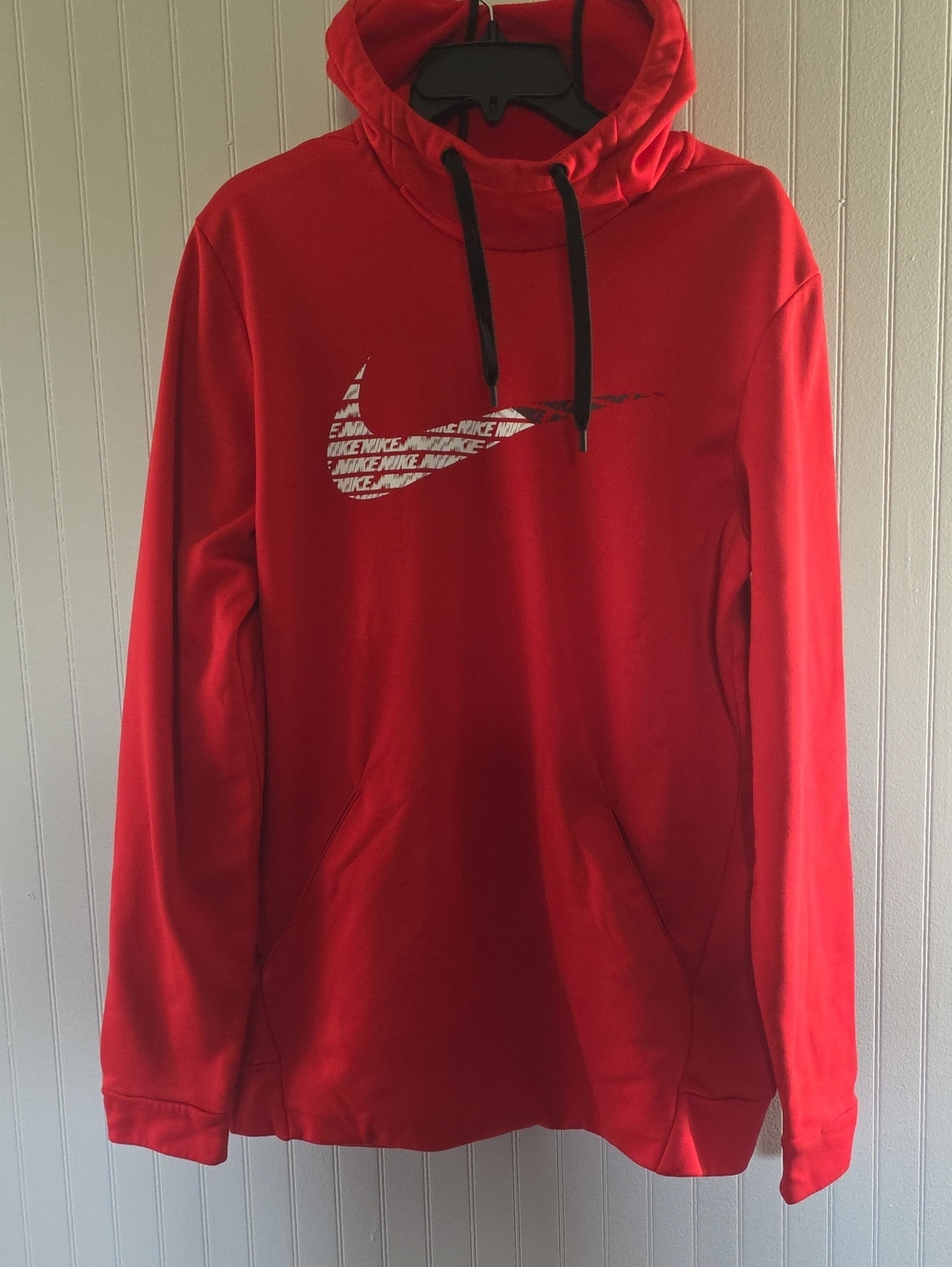 Nike Men’s Red Zip-Up Hoodie with White Swoosh